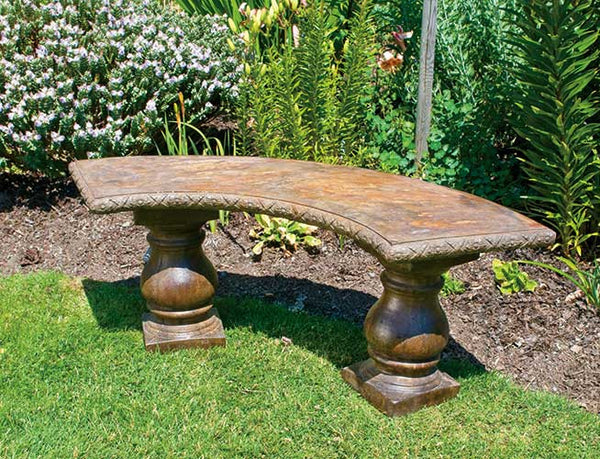 Curved Bench, Turned Pedestal Legs