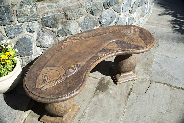 Trophy Fish Bench - Curved in Ancient Stone