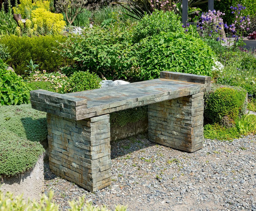 Stacked Stone Large bench – Cast Artifacts - Uniquely Terrific Garden Art